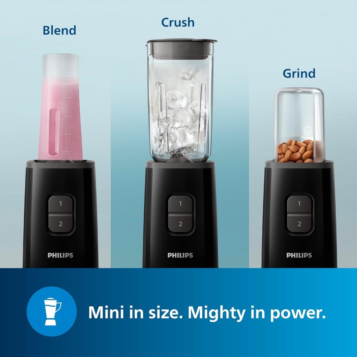 Philips HR2603/90 Mini Blender Mixer Grinder | Smoothie Maker | 350W Power | 3-Jar Capacity | With Variable Speed Control | Perfect for Smoothies, Mixing & More - Image 7