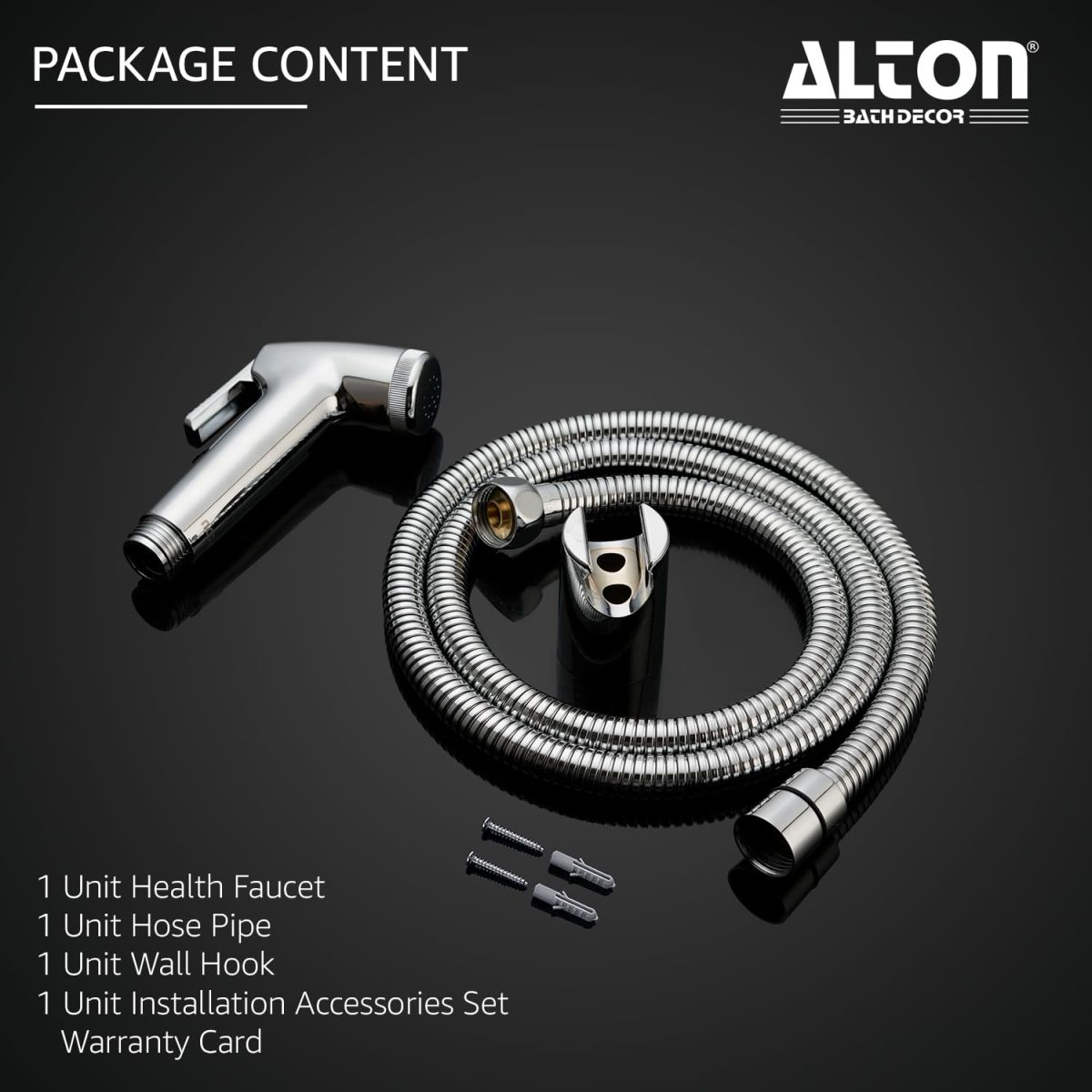 ALTON SHR20120 ABS Health Faucet with 1.25 Meter Hose Pipe and Wall Hook, Chrome Finish - Image 7