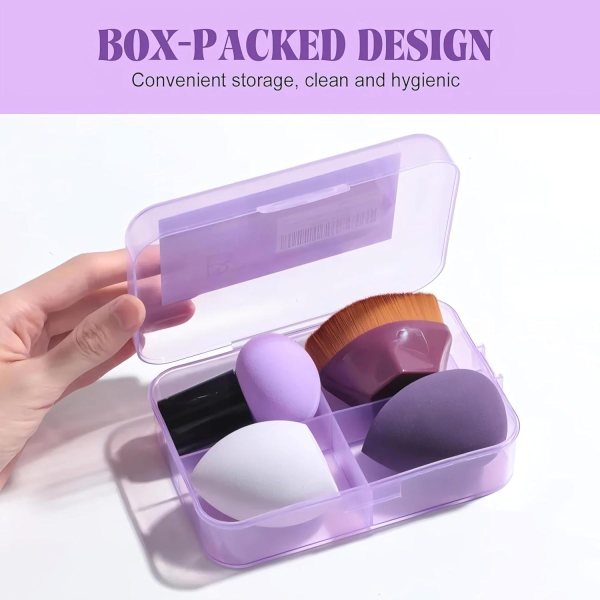 Bajajbeautyshop Makeup Sponge & Brush Set | 1 Foundation Brush 2 Makeup Sponge 1 Mushroom Sponge With Box Container - Image 2