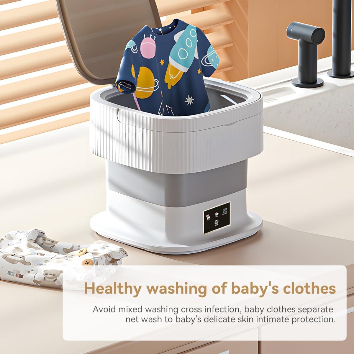 SeMi AuToMaTiC FoLdInG 11L SmAlL MiNi WaShInG MaChInE WiTh DrYeR DeEp CLeAnInG FoR UnDeRwEaR WaShINg MaChInE ClOtHeS WaShEr (WQ4) - Image 8
