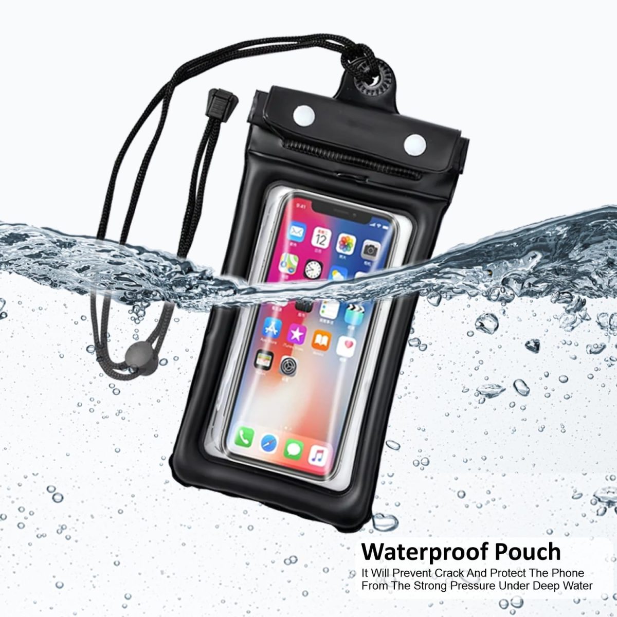 Humble Universal Waterproof Pouch with HD Clarity, Floating Design, Triple-Layer Locking System, and Hands-Free Lanyard – Perfect for Swimming, Boating, Pool, Beach – Fits Smartphones up to 6.9"–Black - Image 2
