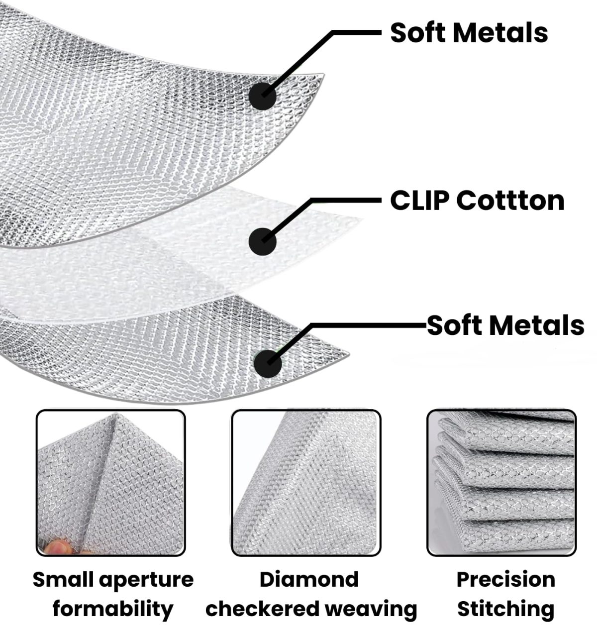 MIP INTERNATIONAL® (15 Pack) Non-Scratch Dish Wash Cloth, Steel Wire Dish Cloth, Wire Dishwashing Rags Stainless Steel Scrubber Non-Scratch Wire Dishcloth for Washing Dishes Sinks Counters - Image 3