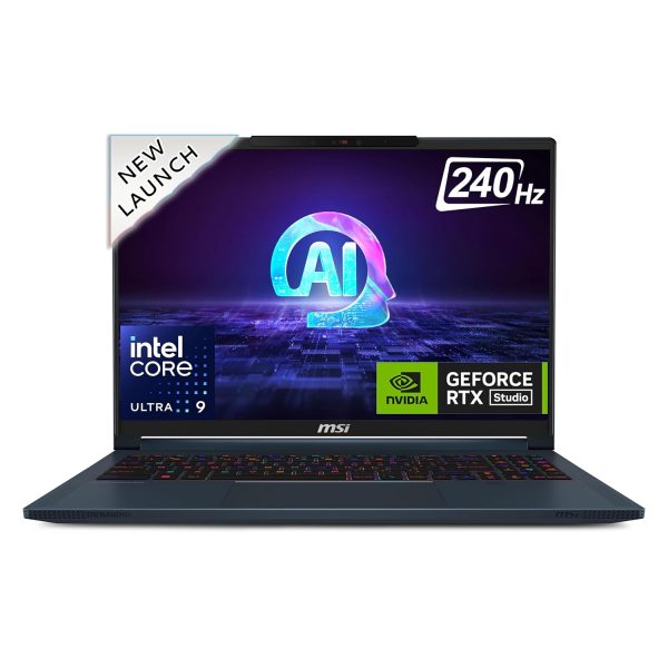 MSI Stealth 16 AI Studio, Intel 1st Gen. Ultra 9 185H, Built-in AI, 41CM QHD+ 240Hz Gaming Laptop (32GB/2TB NVMe SSD/Windows 11 Pro/NVIDIA GeForce RTX 4070, GDDR6 8GB/Star Blue/1.9Kg), A1VGG-057IN