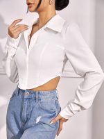 GRECIILOOKS Shirt for Women | Printed Casual Crop Top | Long Sleeve Stylish Collared |Korean Oversized Button-Down |Causal |Formal | Trendy (Available in Plus Size and Combo Pack of 2) - Image 3