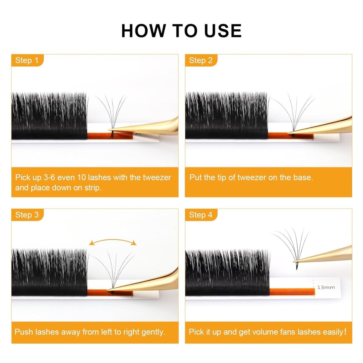 NAGARAKU Easy Fanning Auto Fans Eyelash Extension Self Handing Making Fast Bloom Flowering Pre-bonded Lashes Mega Volume 12 Row/Tray With Thickness 0.07mm Curl C (Length - 12mm) - Image 9