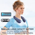 PluvoFan Neck Fan Back-Windy 6000mAh with Cooling Plate Bladeless Portable Quiet Air Conditioner Rechargeable Camping Essentials for Women Men Outdoor Activities Gardening Walking the Dogs(Royal Blue) - Image 5