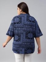 JUNEBERRY® 100% Pure Cotton Oversized Baggy Fit Stylish Paisley Bandana Print Half Sleeve Plus Size T-Shirt for Women & Girls (Sizes: 2XL to 5XL) - Image 5