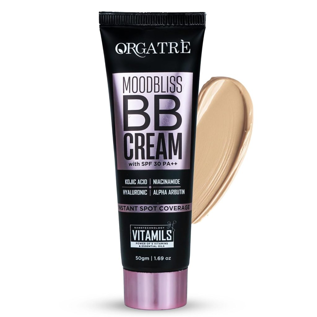 ORGATRE MoodBliss BB Cream 50gm | Instant Spot Coverage with SPF 30 PA++ | Light Makeup Glow for All Skin Types | Kojic Acid & Niacinamide