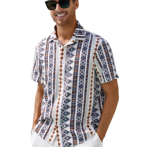 DHRUVI TRENDZ Shirts for Men | Rayon Abstract Printed Shirts | Regular Fit Shirts for Boys | Ideal for Travel | Picnic | Summer Wear Shirt for Men | Beach Shirts for Men