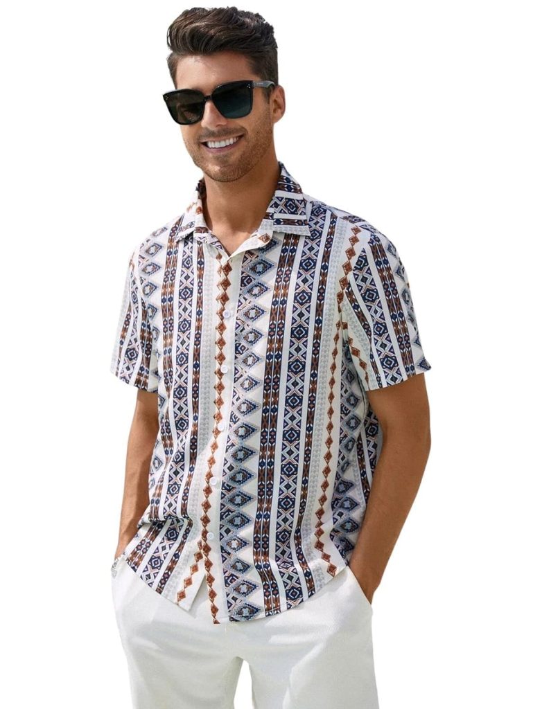 DHRUVI TRENDZ Shirts for Men | Rayon Abstract Printed Shirts | Regular Fit Shirts for Boys | Ideal for Travel | Picnic | Summer Wear Shirt for Men | Beach Shirts for Men