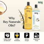 Rey Naturals Cold Pressed Castor Oil & Virgin Coconut Oil For Hair Growth - 200ml×2 | Coconut Oil For Skin Care | Castor Oil For Skin, Eyelashes & Eyebrows | Non Comedogenic Hair Oil For Hair Growth - Image 2