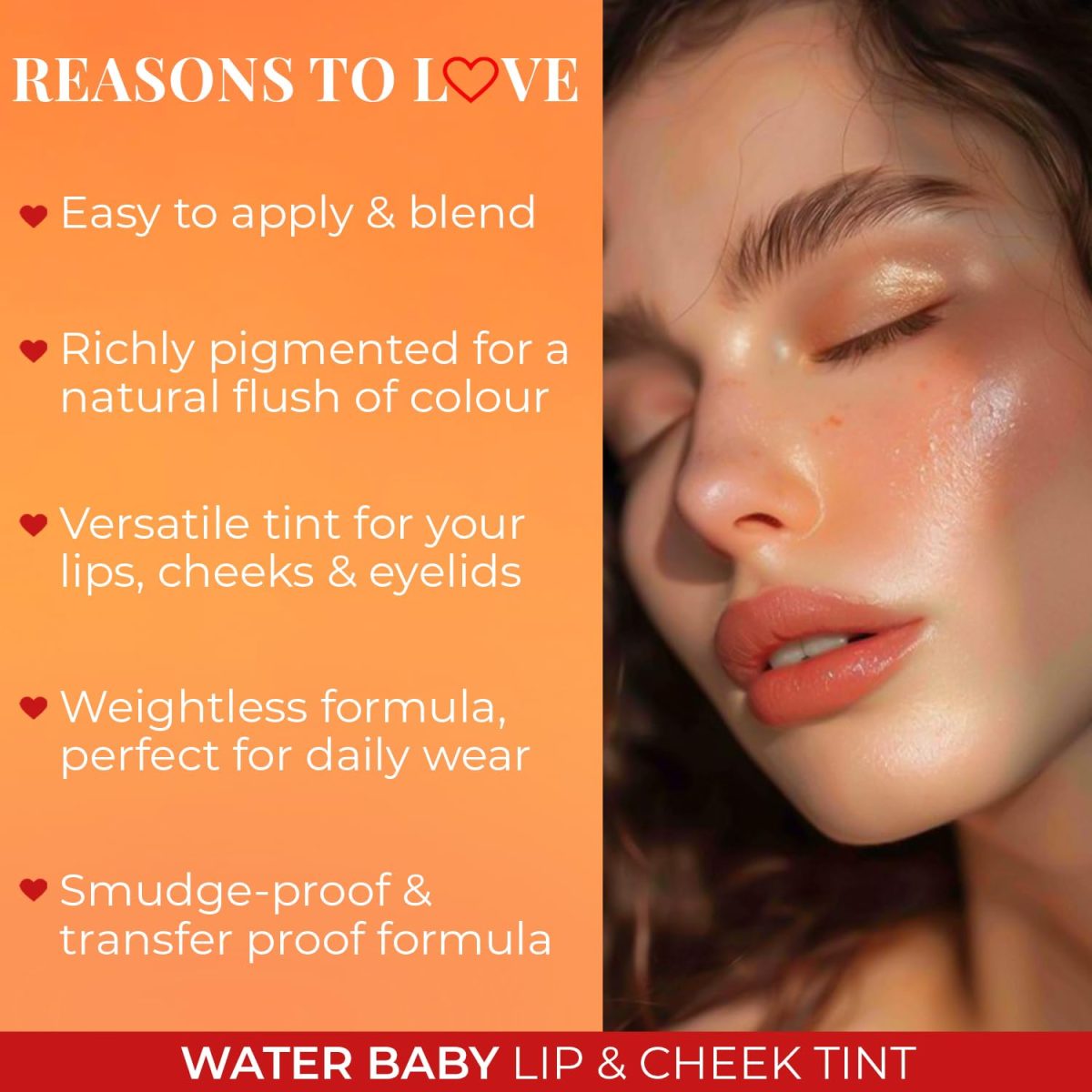 Just Herbs Water Baby Smudge & Transfer Proof | 12hrs Stay | Richly Pigmented Infused with Aloe Vera Multipurpose Water Tint for Lips, Cheeks and Eyelids for Women - Image 4