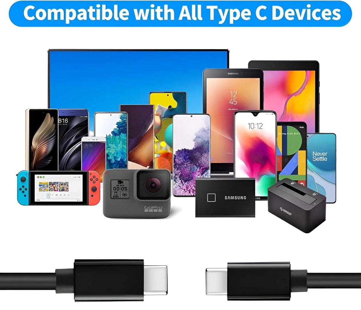 Samsung 45W Original Type C to C 1M Fast Charging USB C Cable High-Speed & Data Transfer Compatible with Samsung S25/S25+/S24/S24+/S23/S23+/S22/5G/Ultra/Plus/Fe/Edge/S- Type-C Cord, Black - Image 8