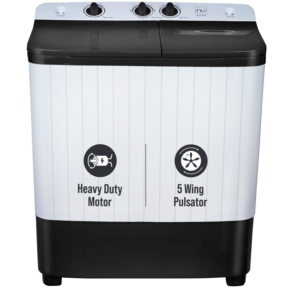 NU 6.5 Kg Semi-Automatic Top Load Washing Machine (WSTLP65GD, Grey) 2023 Model