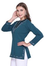 Rosary Womens Girls Woollen Winter Wear Short Kashmiri Embroidery Phiran Ethnic Top - Image 3