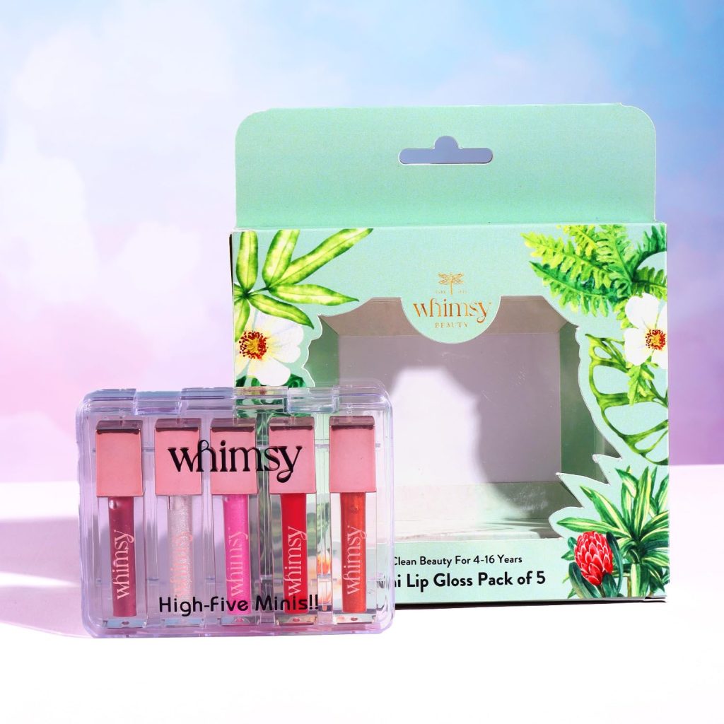 Whimsy Beauty Mini Lip Gloss Kit Ð 5-Pack of Moisturizing, Fun Lip Glosses for Kids, Preteens, and Girls Ð With Vitamin E, Shea Butter & Jojoba Oil