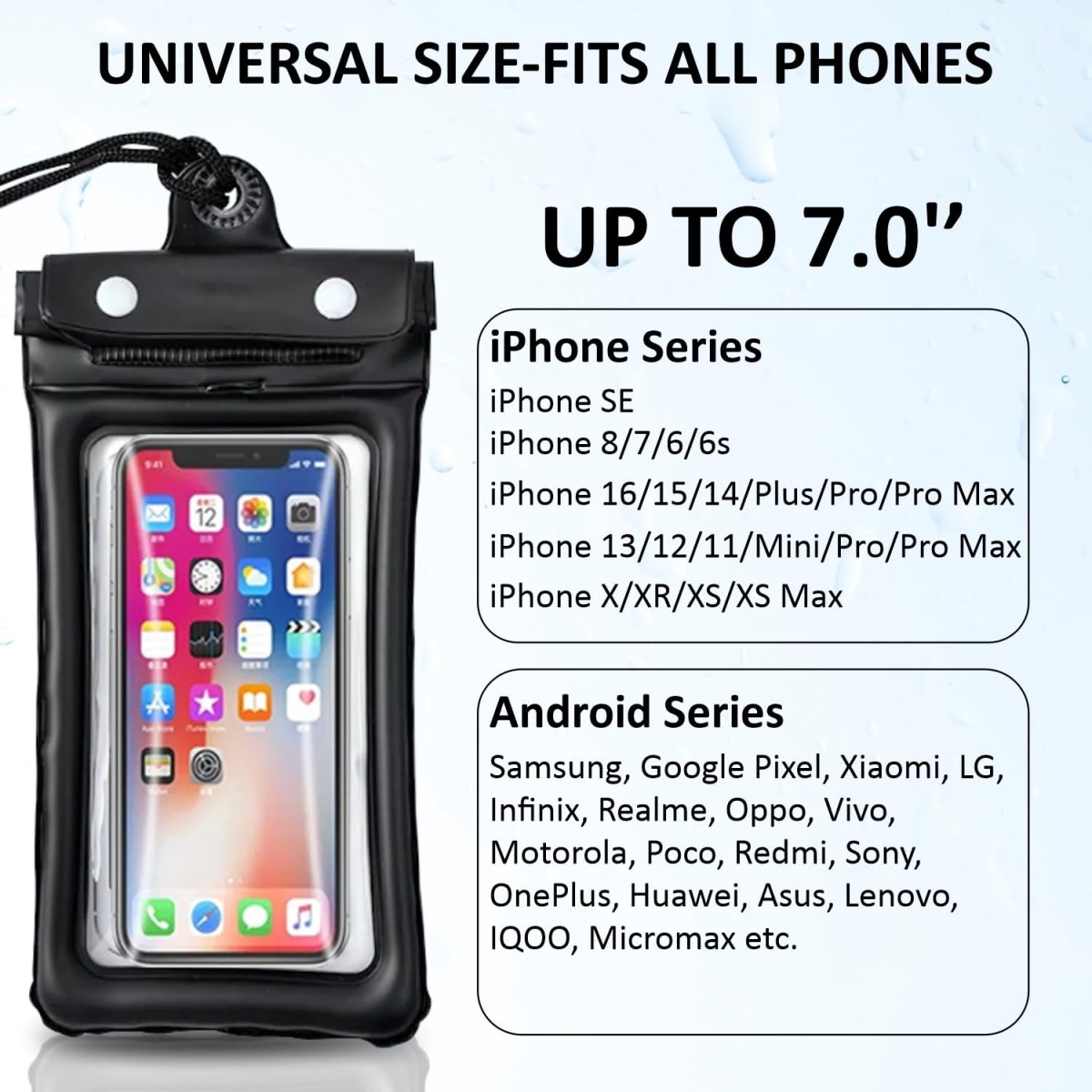 Humble Universal Waterproof Pouch with HD Clarity, Floating Design, Triple-Layer Locking System, and Hands-Free Lanyard – Perfect for Swimming, Boating, Pool, Beach – Fits Smartphones up to 6.9"–Black - Image 5