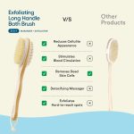 Bloom 2-in-1 Long Handle Body Brush | For Skin Exfoliation and Massage | Reduces Cellulite | Stimulates Blood Circulation & Reduces Dead Skin Cells | Natural, Soft Bristles | (1 unit) - Image 7