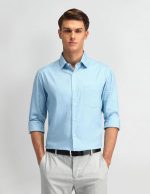 Arrow Men's Solid Full Sleeve Slim Fit Cutaway Collar Cotton Formal Shirt - Image 5