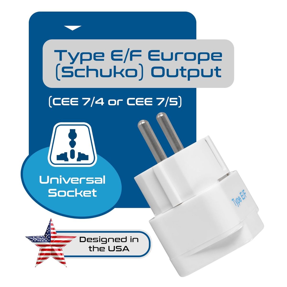 Ceptics European Plug Adapter, India to Europe Adapter (Schuko) - Type E/F Travel Adapter Europe - CE Certified - RoHS Compliant - White - 2 Pack - 5 Years Warranty - Image 5