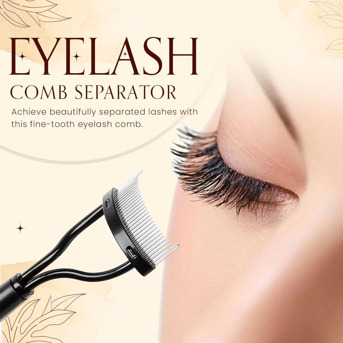 Homeaura Professional Eyelash Comb, Stainless Steel Needle Mascara Guide Applicator, Eyebrow Brush Curler Cosmetic Tool, Black - Image 2