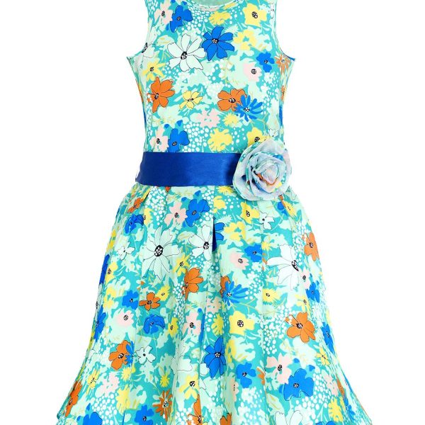 Naughty Ninos Girls Cotton Pleated Knee-Length Dress