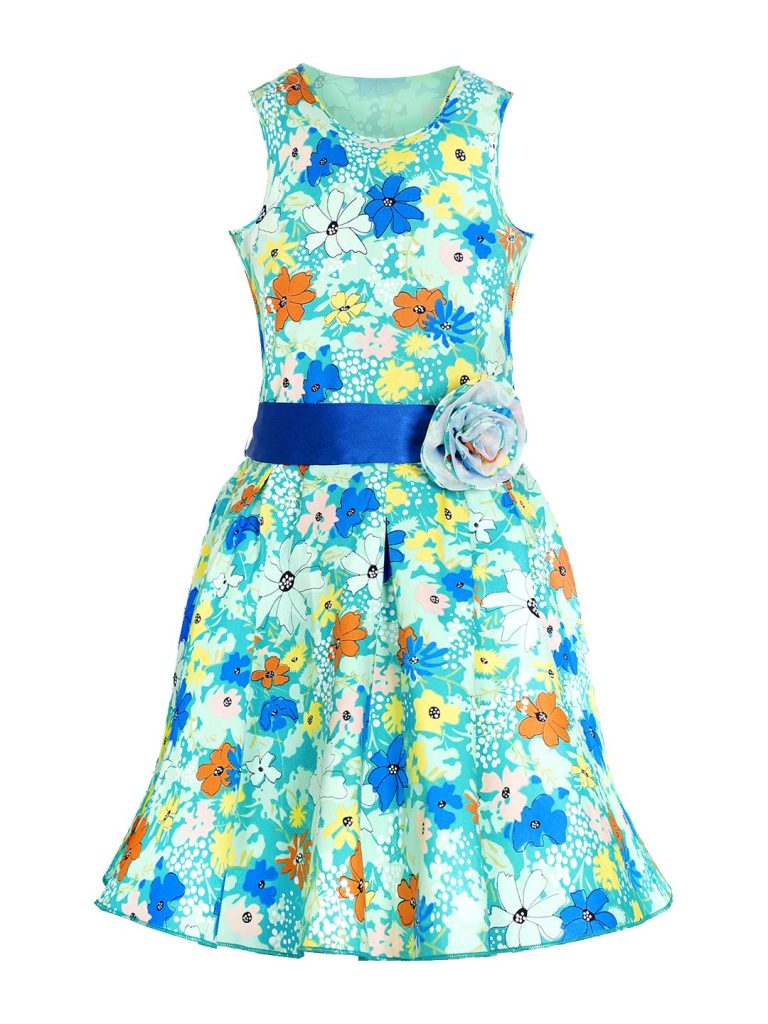 Naughty Ninos Girls Cotton Pleated Knee-Length Dress