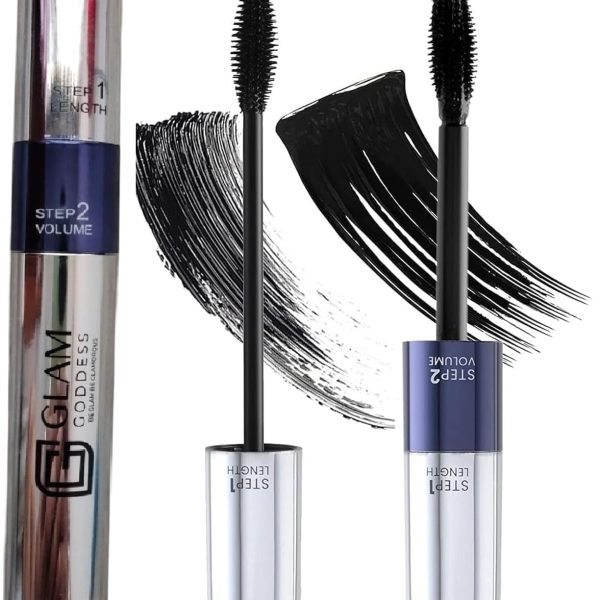 Glam Goddess Double Trouble Volumizing and Lengthening Mascara | 2-in-1 Mascara for Women | Long Lasting (15 ml) (Black)