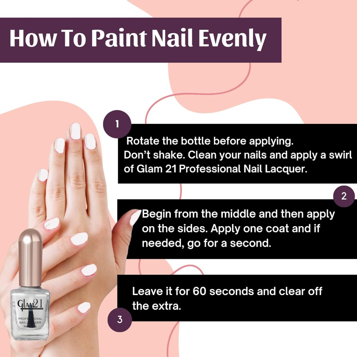 Glam21 Professional Nail Polish/Nail Color -12 ml| Long Lasting | Quick Drying | Glossy Finish | Crystal Clear -05 - Image 4
