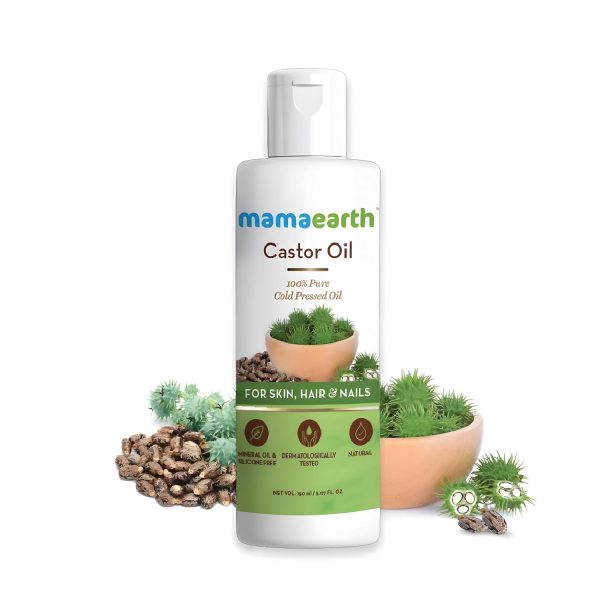 Mamaearth Castor Oil with 100% Pure Cold Pressed Castor Oil For Skin, Hair & Nails - 150 ml | Hydrates & Nourishes Skin | Promotes Hair Growth & Strengthens Hair | Strengthens Nails | Eyebrow & Eyelash Growth