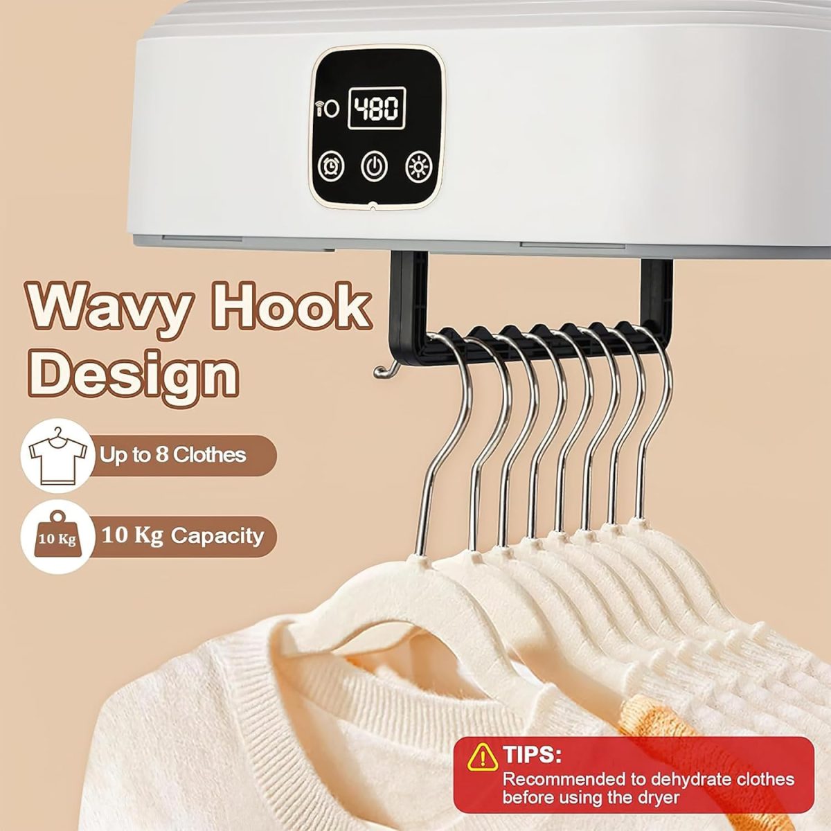 Tomletick Electric Cloth Warmer - Portable Cloth Warming Machine for Home, Warming Bag, and Towel Rack - Automatic Wet Clothing Air Warmer,White,Acrylonitrile Butadiene Styrene - Image 8