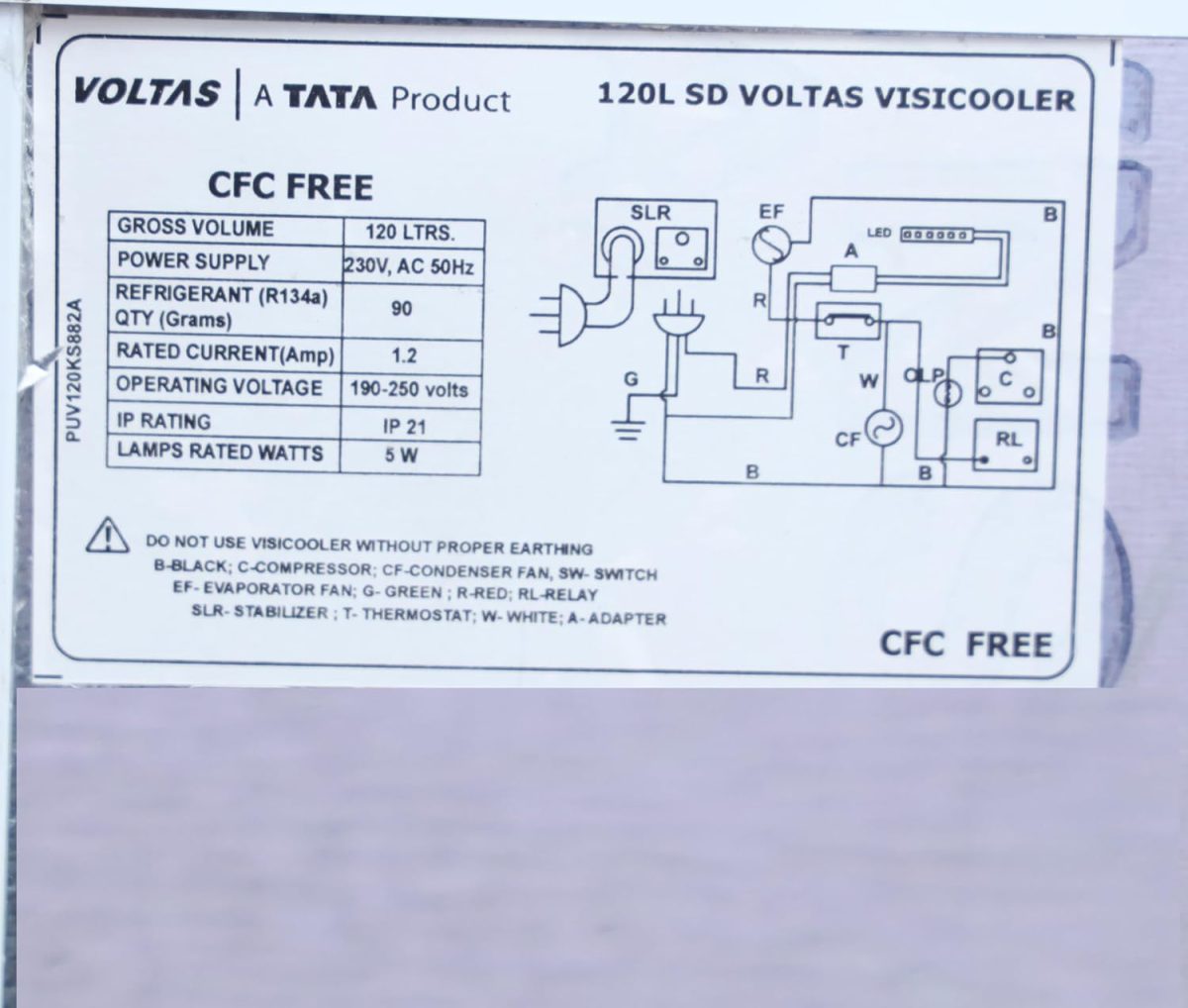 Voltas 105 Liters Single Door Visi Cooler or Glass door Commercial Refrigerator VC GT 120 SD P Metallic BLK (Black) - Image 8