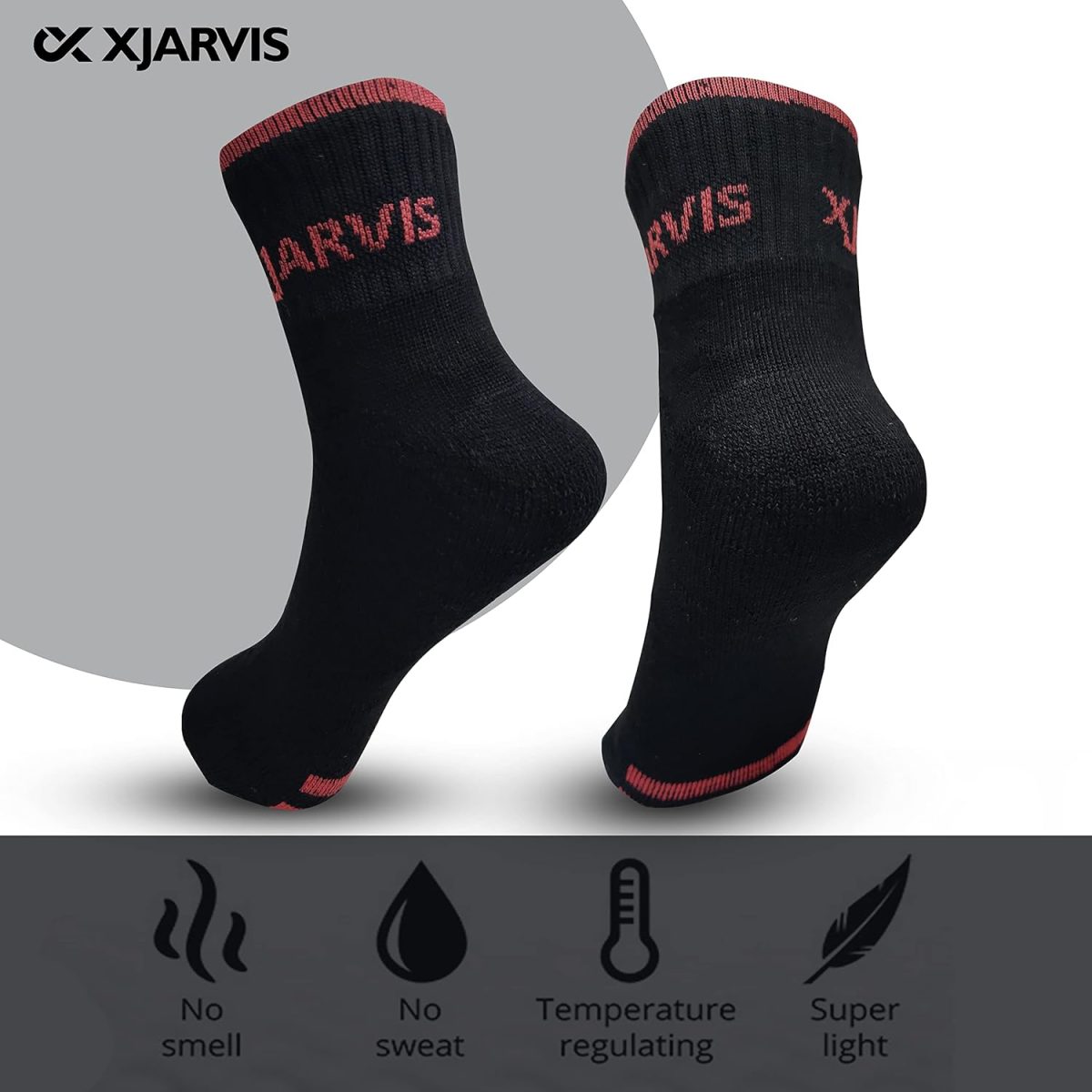 XJARVIS® All-Season Ankle Sports Socks | High Cushioning, Arch Support, Breathable Cotton | Odor-Free, Moisture-Wicking | Men & Women | Free Size (BLACK/DARK GREY/GREY) - Image 2