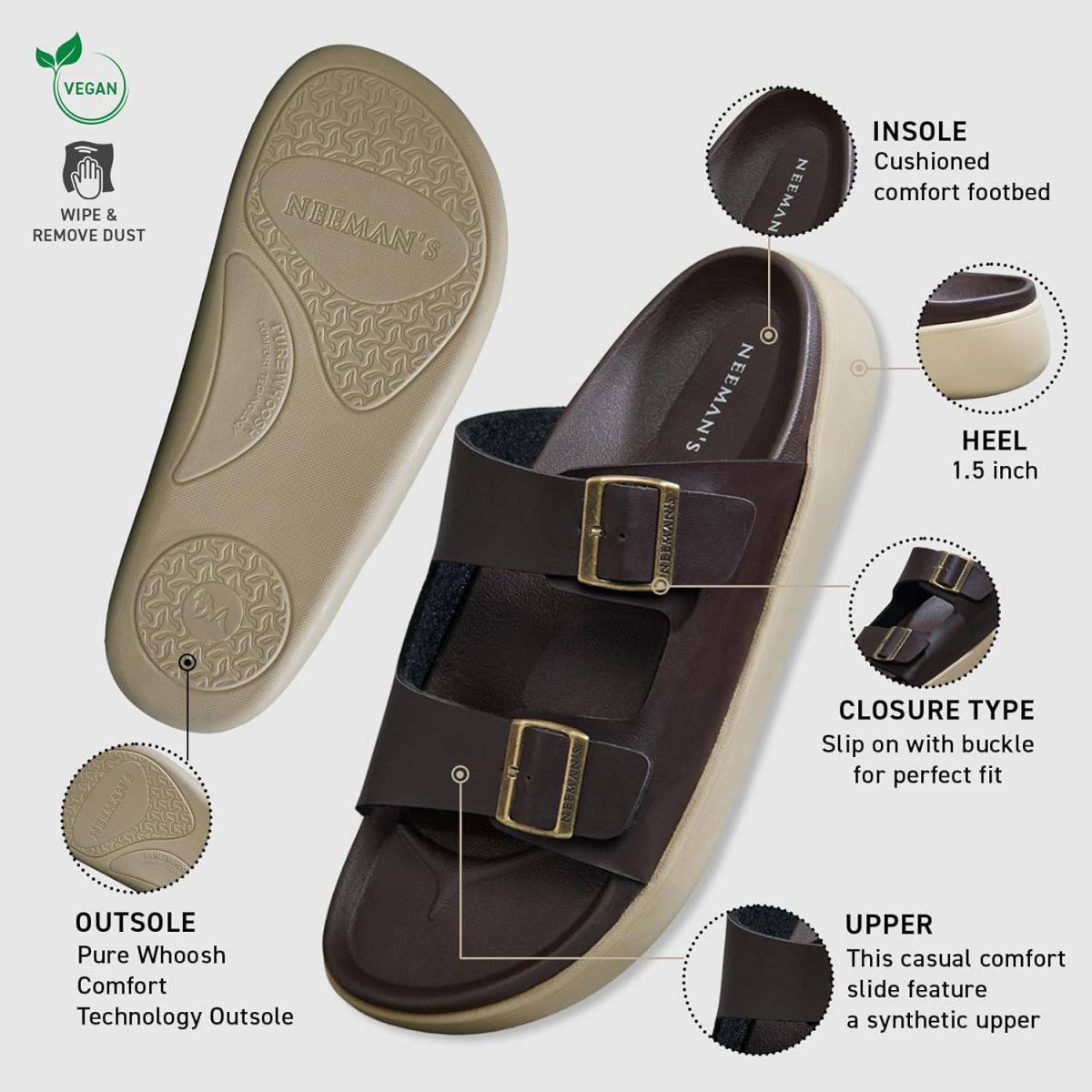 Neeman's PureWhoosh Flow Sandals for Men | Double-Buckle Comfort | Lightweight, Flexible & Stylish Everyday Wear - Image 5