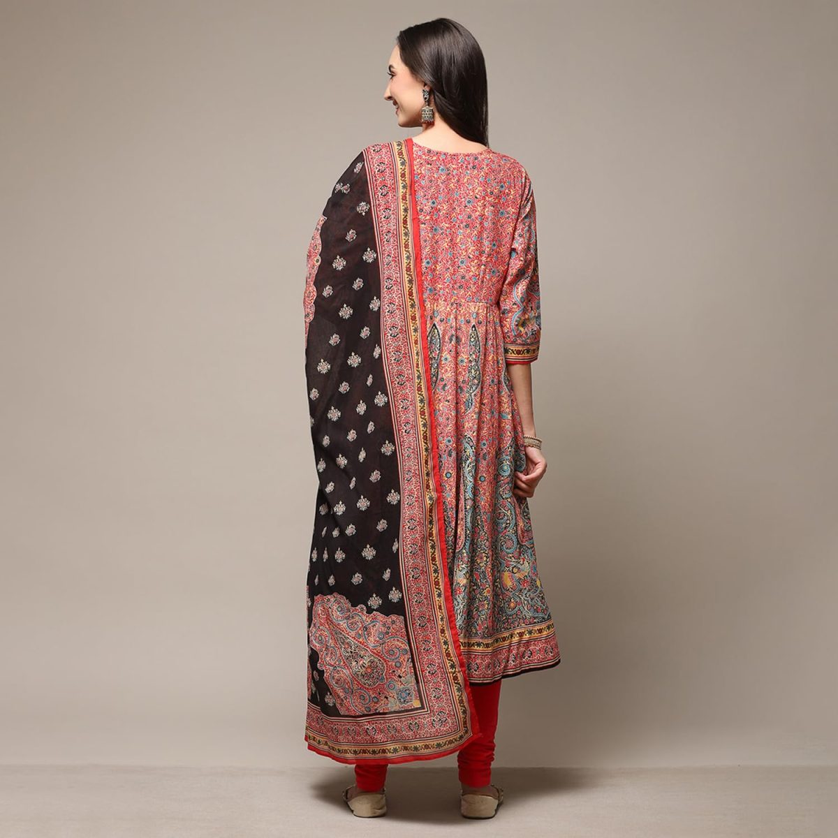 BIBA Women Cotton Anarkali Kurta Churidar Suit Set - Image 4