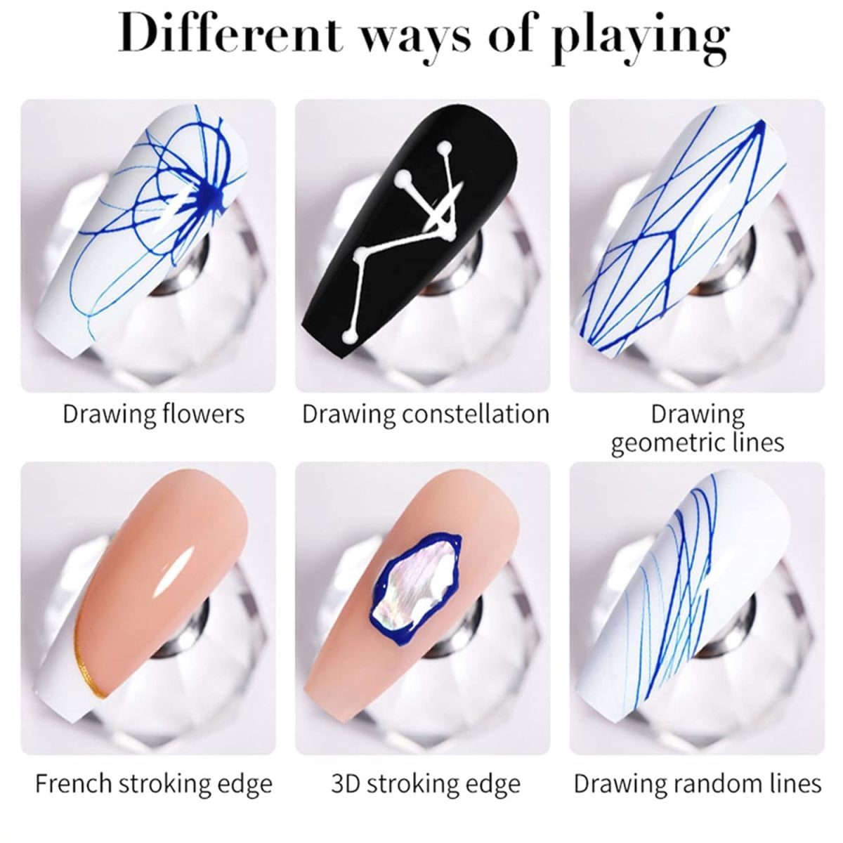 Nail Art Spider Gel, New Upgraded Matrices Spider Gel with 3pcs Nail Art Brushes, Nail Designs Gel Paint Wire Drawing Gel Polish for Line (White Black) - Image 6