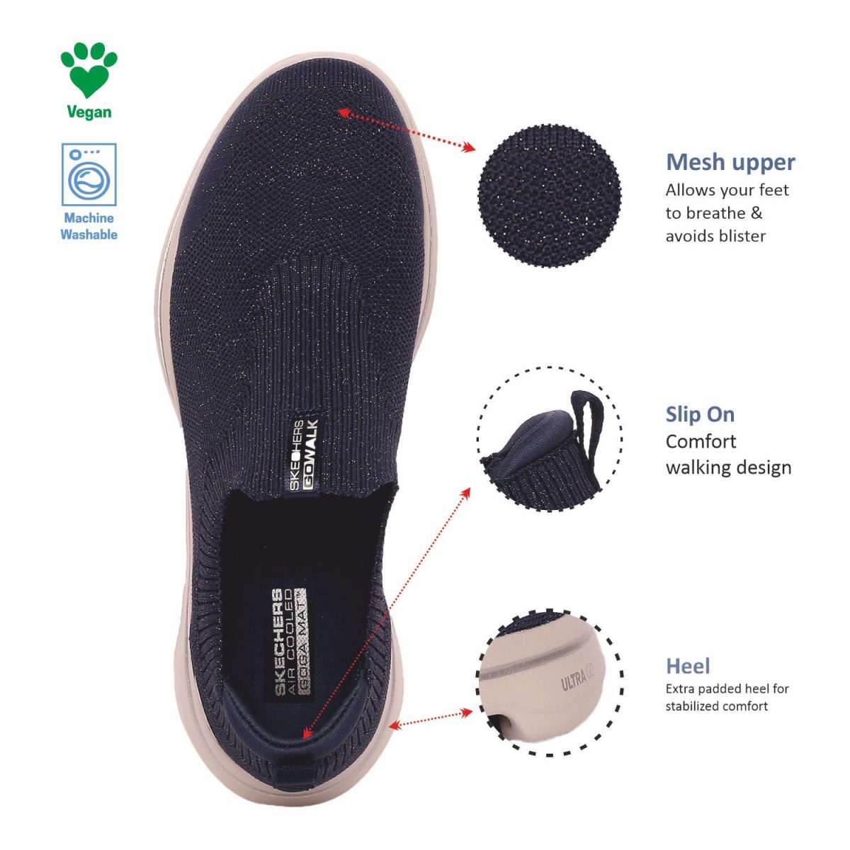 Skechers Women Go Walk 5 Starlit Walking Shoes - Image 5