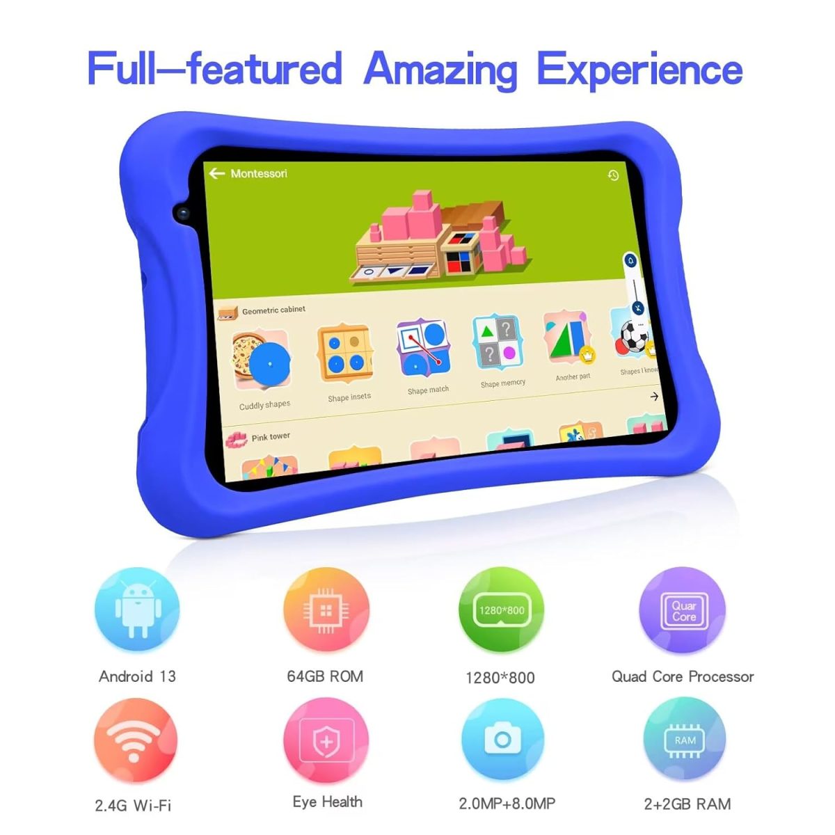 PRITOM Android 10 Go, 8 inch Kids Tablet, Parental Control, Wi-Fi, Quad Core Processor, 2GB RAM, 32GB ROM, HD IPS Screen, 2.0 Front + 8.0 MP Rear Camera, with Kids-Tablet Case(Pink) - Image 4