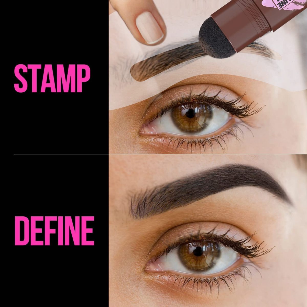 JEKANAZO'S Eyebrow Stamp Stencil Kit, One Step Brow Stamp Makeup Powder, Reusable Eyebrow Stencils Shape Thicker and Fuller Brows, Waterproof Long Lasting (Black) - Image 2