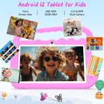 YQSAVIOR Kids Tablet, 7 Inch 4GB RAM | Android 12 | 32GB ROM | Bluetooth, IPS Screen, Parental Control, Dual Camera, Shockproof Case | Educational Gaming, Pink Case - Image 3