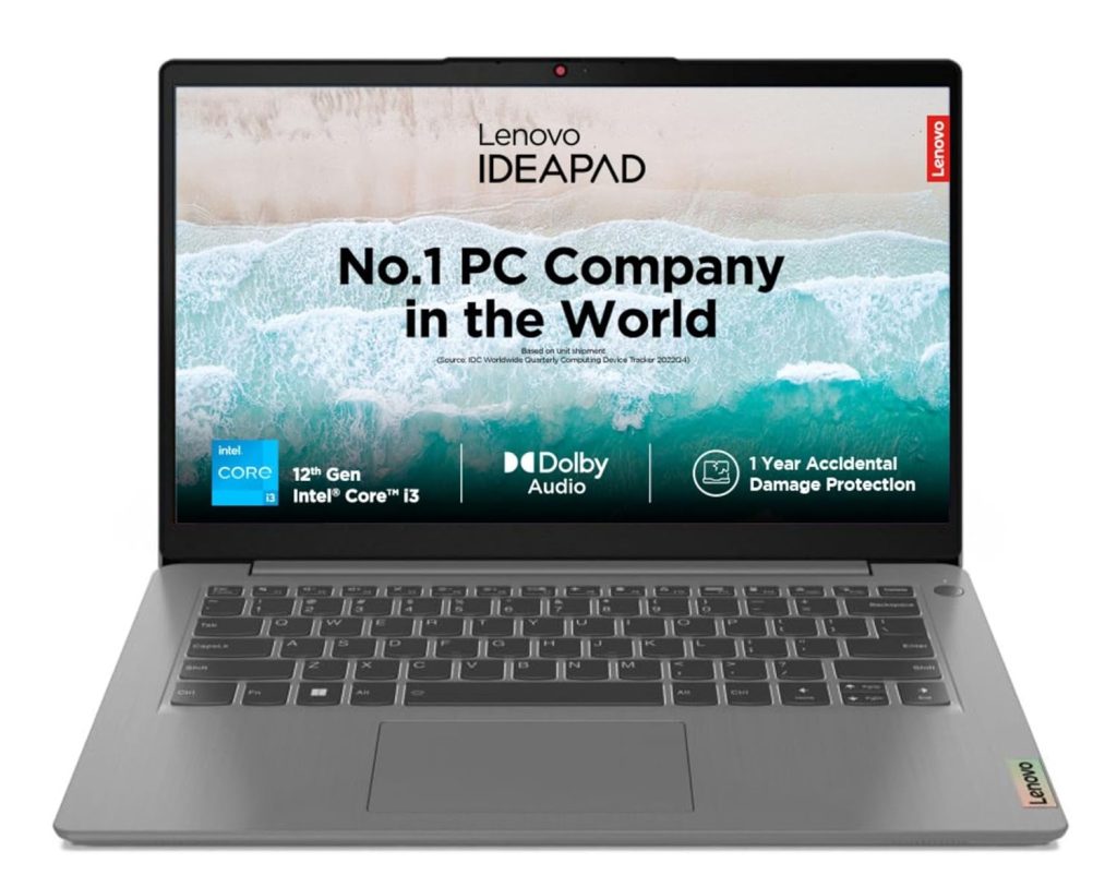 Lenovo IdeaPad 3 14 Inch FHD Laptop (12th Gen Intel Core i3-1215U/8GB/512GB SSD/Win 11/Office 2021/Backlit KB/1Yr ADP Free/3months Game Pass/Arctic Grey/1.43Kg)