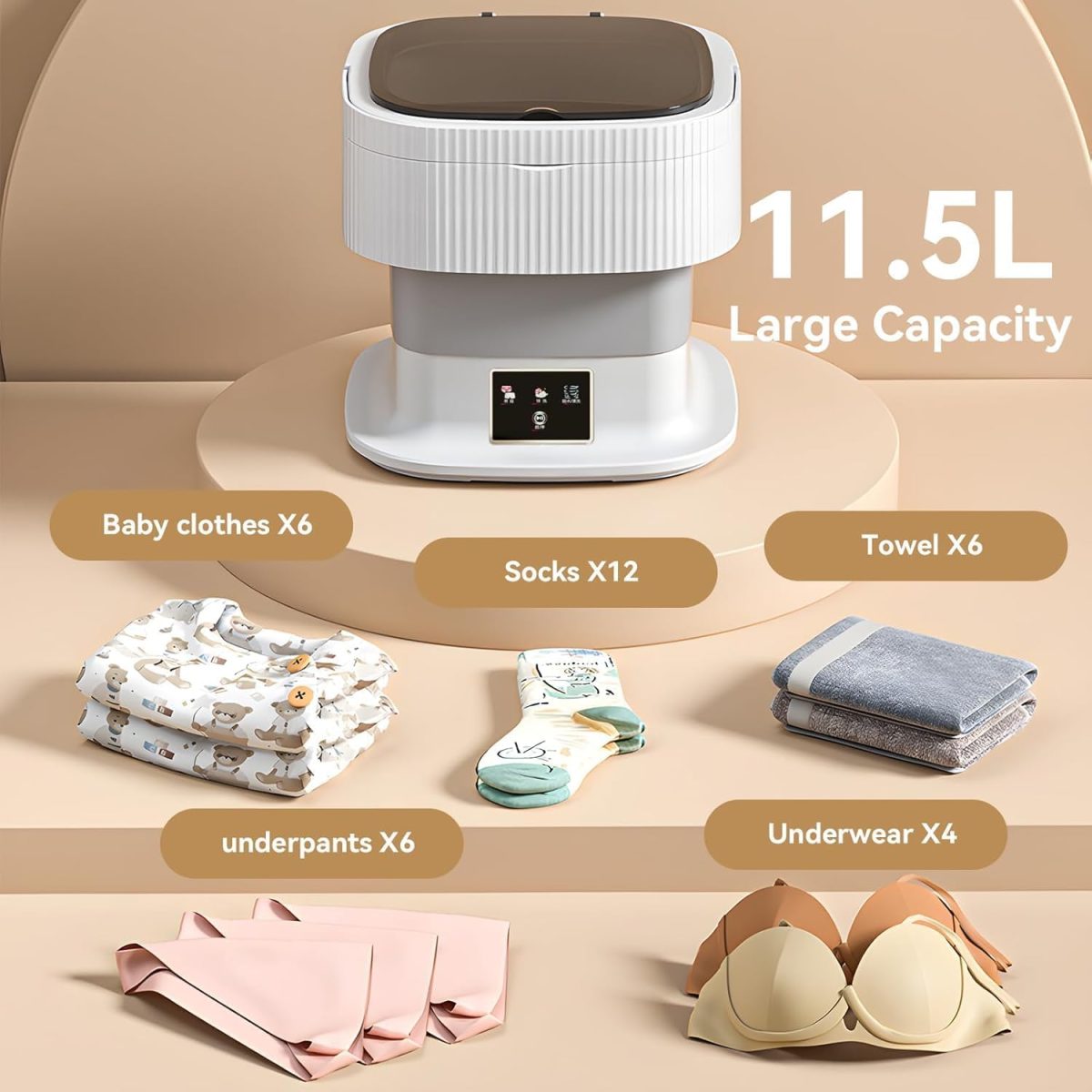 SeMi AuToMaTiC FoLdInG 11L SmAlL MiNi WaShInG MaChInE WiTh DrYeR DeEp CLeAnInG FoR UnDeRwEaR WaShINg MaChInE ClOtHeS WaShEr (WQ4) - Image 9