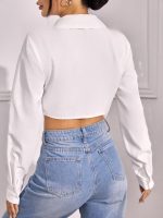 GRECIILOOKS Shirt for Women | Printed Casual Crop Top | Long Sleeve Stylish Collared |Korean Oversized Button-Down |Causal |Formal | Trendy (Available in Plus Size and Combo Pack of 2) - Image 2