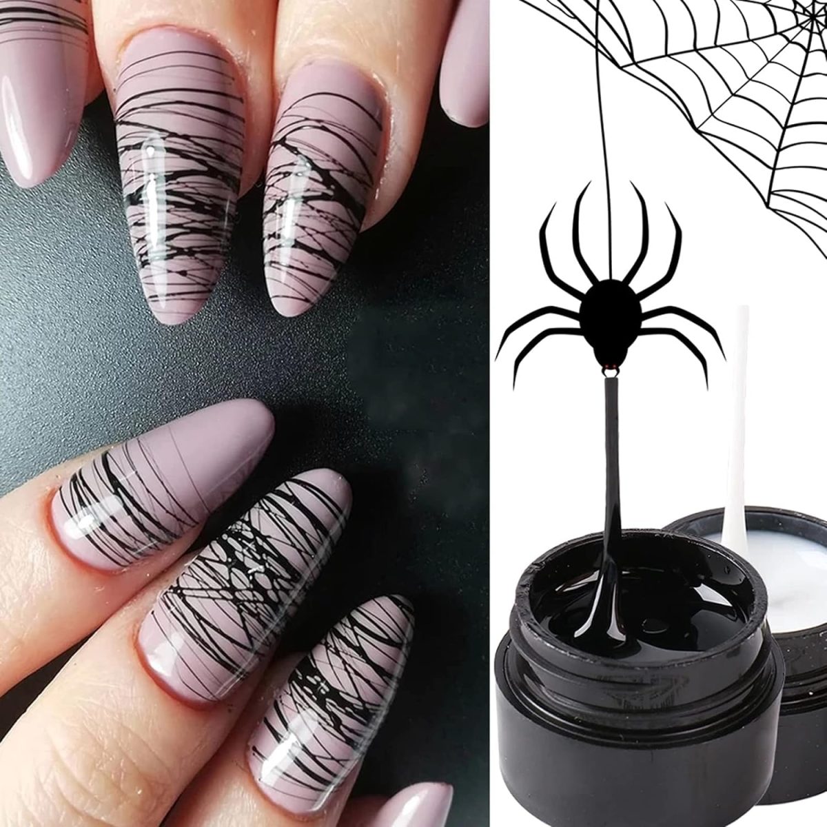 Nail Art Spider Gel, New Upgraded Matrices Spider Gel with 3pcs Nail Art Brushes, Nail Designs Gel Paint Wire Drawing Gel Polish for Line (White Black) - Image 3