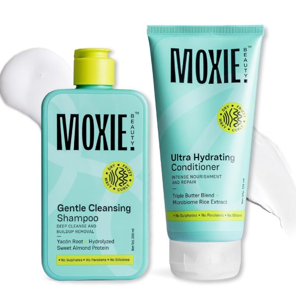 Moxie Beauty Shampoo & Conditioner Combo |1.5x Stronger hair | Paraben and Sulfate-Free | Rinse & Shine Duo | Gentle Cleansing Shampoo (200ml) & Ultra Hydrating Conditioner (175ml)