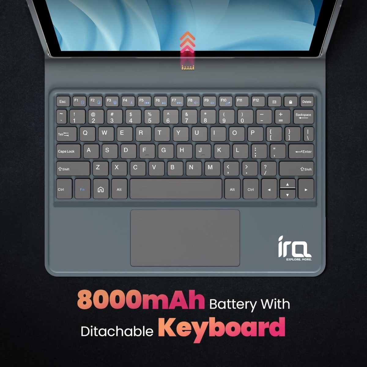 Wishtel IRA Duo+ (10.1 inch) Tablet + Keyboard | 4GB RAM 64GB ROM | Wi-Fi + 4G Volte | Dual SIM | 8000mAH Battery | 2Ghz Octacore Processor | Android 11 | 4GB Tablet PC | Free Accessories, Black - Image 3