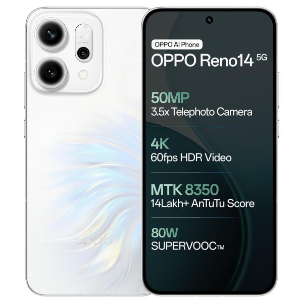 OPPO Reno14 5G (Pearl White, 12GB RAM, 256GB Storage)