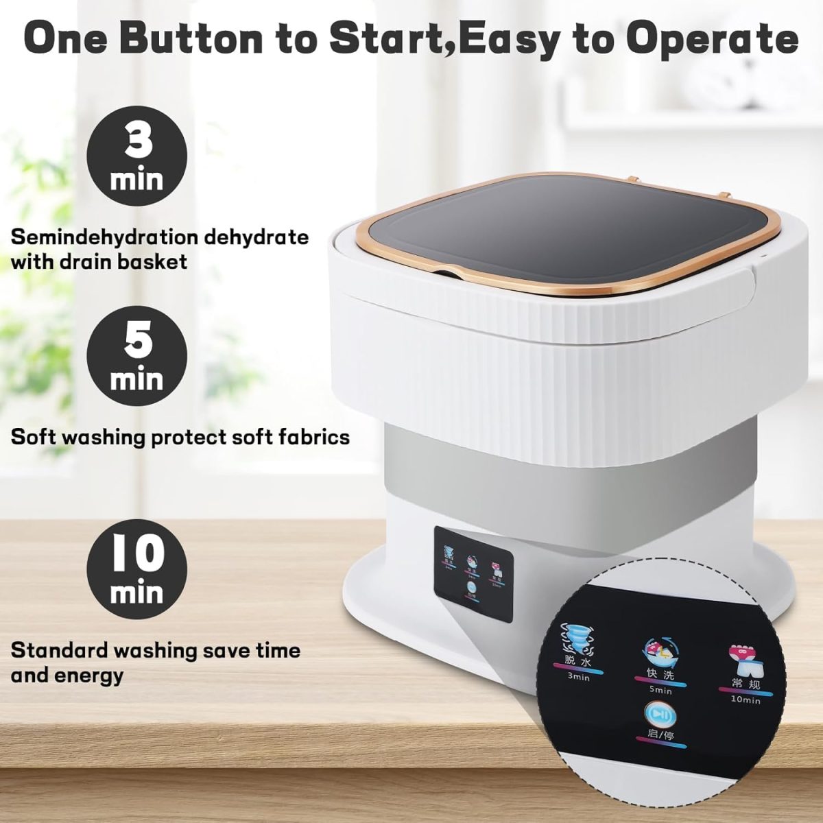 SeMi AuToMaTiC FoLdInG 11L SmAlL MiNi WaShInG MaChInE WiTh DrYeR DeEp CLeAnInG FoR UnDeRwEaR WaShINg MaChInE ClOtHeS WaShEr (WQ4) - Image 6
