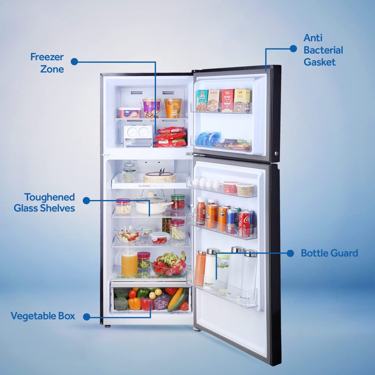 Haier 345 L 3 Star Double Door Frost Free Refrigerator Appliance, Triple Inverter & Dual Fan Technology (HRF-3654PBG-E, Bloom Glass,Glass Door, Convertible, 2022 Model) - Image 2