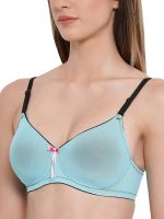 Clovia Women's Powernet Solid Padded Full Cup Wire Free T-Shirt Bra in Blue - Image 4